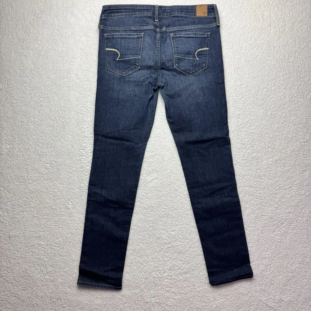 American Eagle Women's Skinny Stretch Short Jeans Dark Wash Blue Size 8
